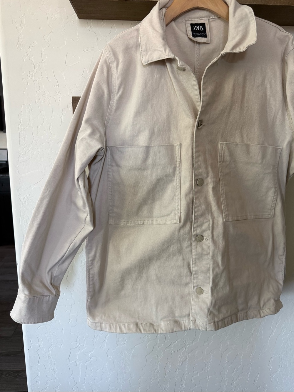 Zara|Canvas denim chore jacket in Off-White ,Workwear Shirt Jacket/anorak•LARGE - Picture 4 of 16